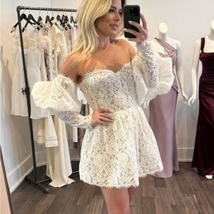 NWT By Watters Tart Lace Mini Dress w/ Removable Sleeves s. 8